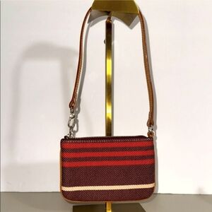 Burberry Red and Brown Striped wristlet leather strap Brand New